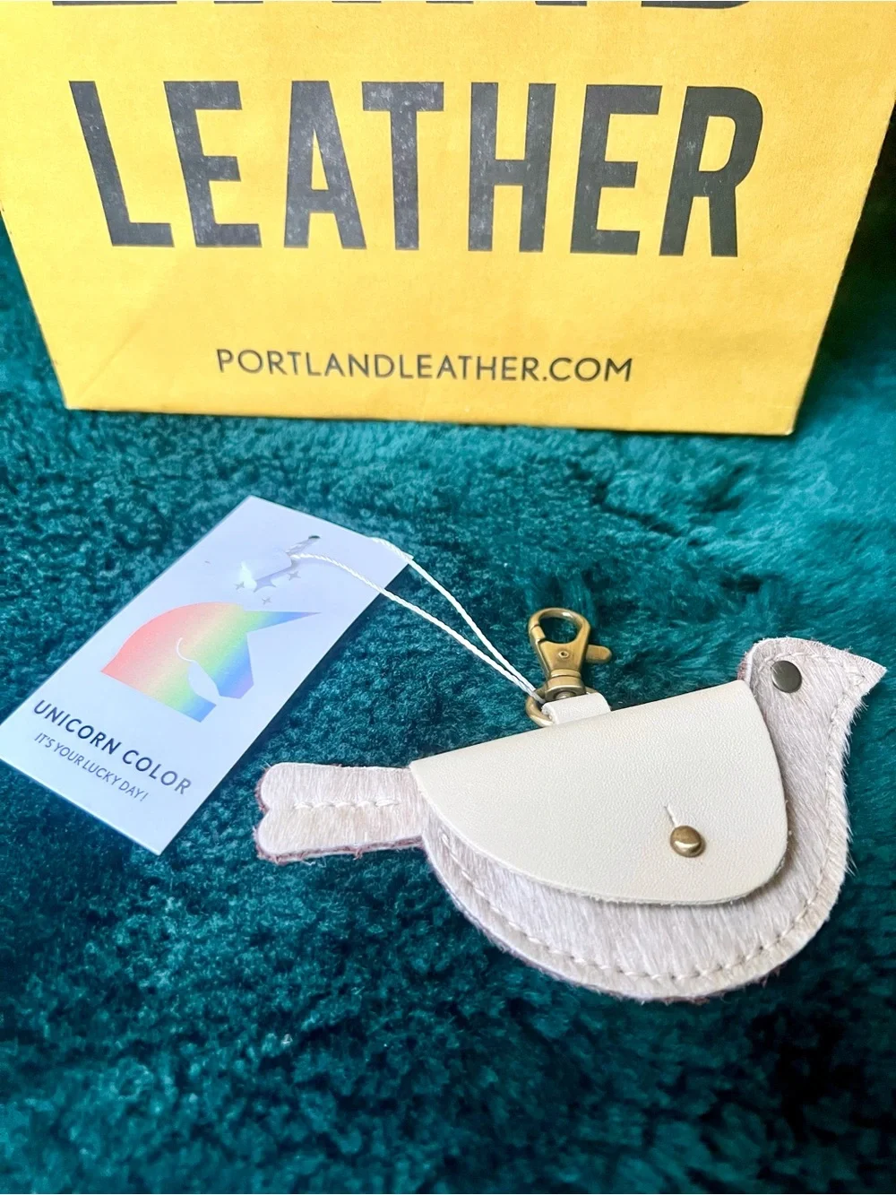 NWT Portland Leather Goods Unicorn Hair on Hide Mockingbird Pouch (RARE!)